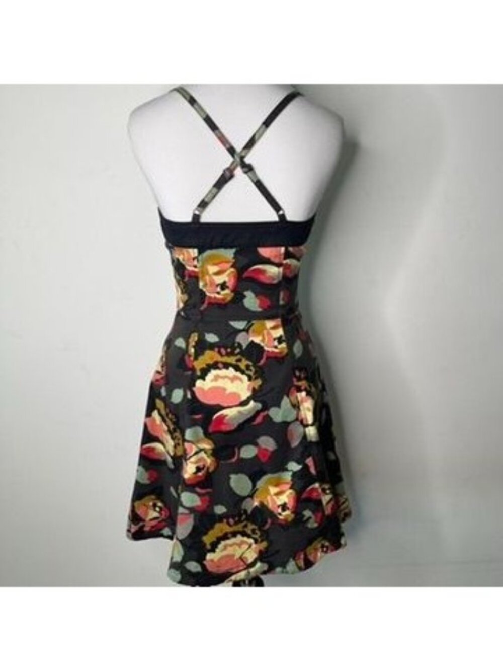 French Connection Floral Bustier Dress Size 6 Zip Front Sweetheart A Line Mini - Picture 11 of 13